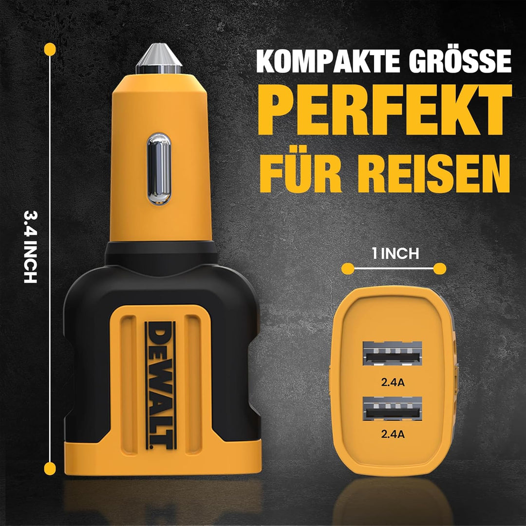 DEWALT 2-Port Mobile USB Charger, 24W Schwarz/gelb, Schwarz/gelb