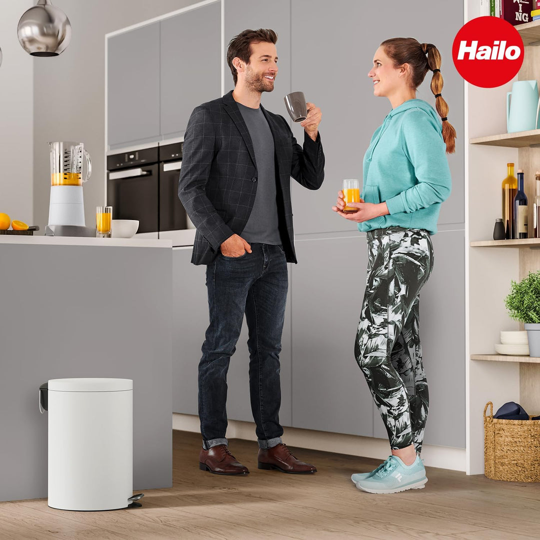 Hailo Selekta runder Tretmülleimer mit Soft Close Deckel - 20L Fassungsvermögen - herausnehmbarer In