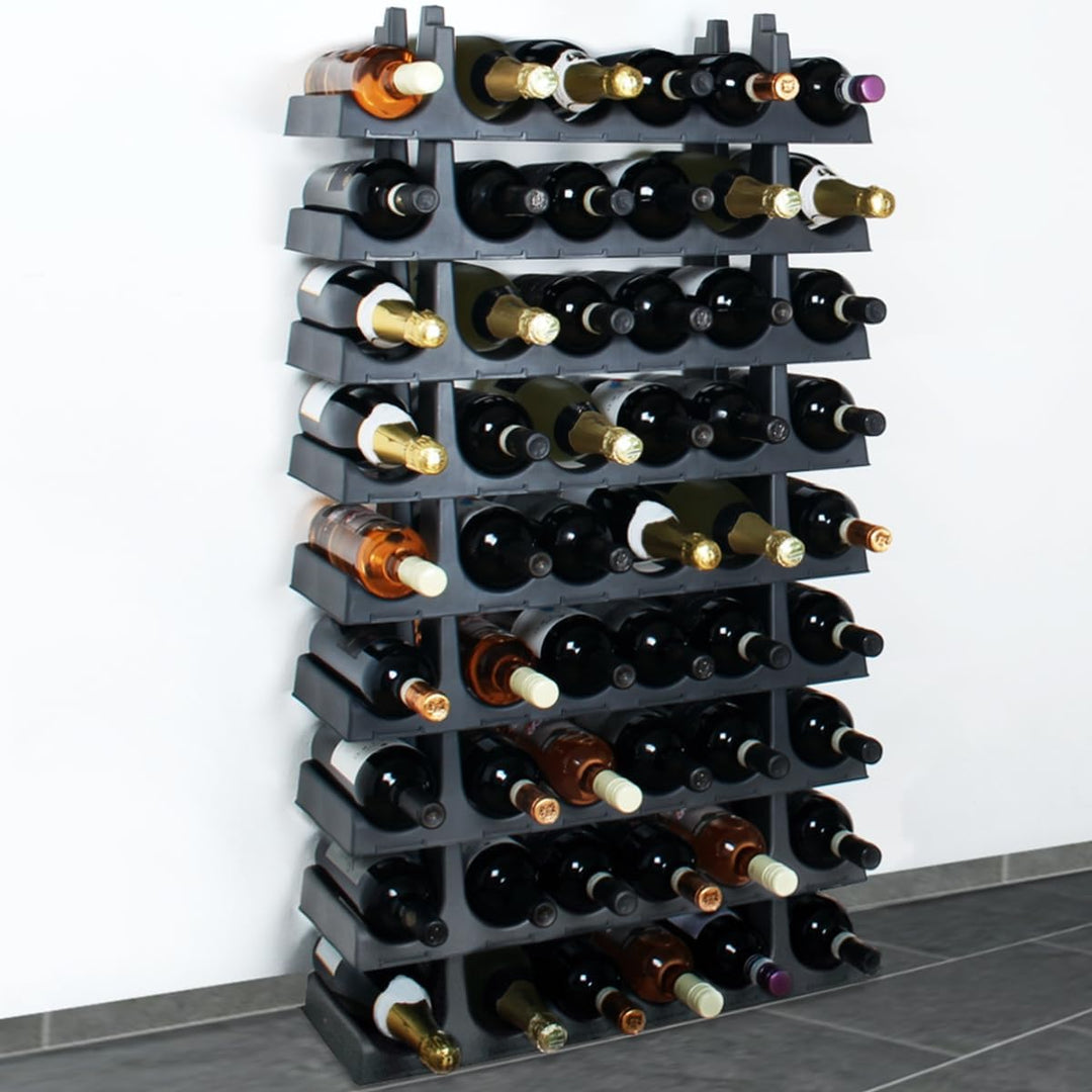 Stimo Flaschenregal für 54 Flaschen stapelbar Weinregal erweiterbar Kunststoff Getränkeaufbewahrung