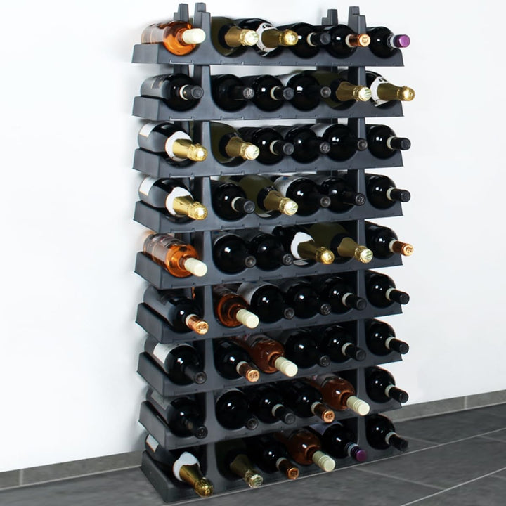 Stimo Flaschenregal für 54 Flaschen stapelbar Weinregal erweiterbar Kunststoff Getränkeaufbewahrung
