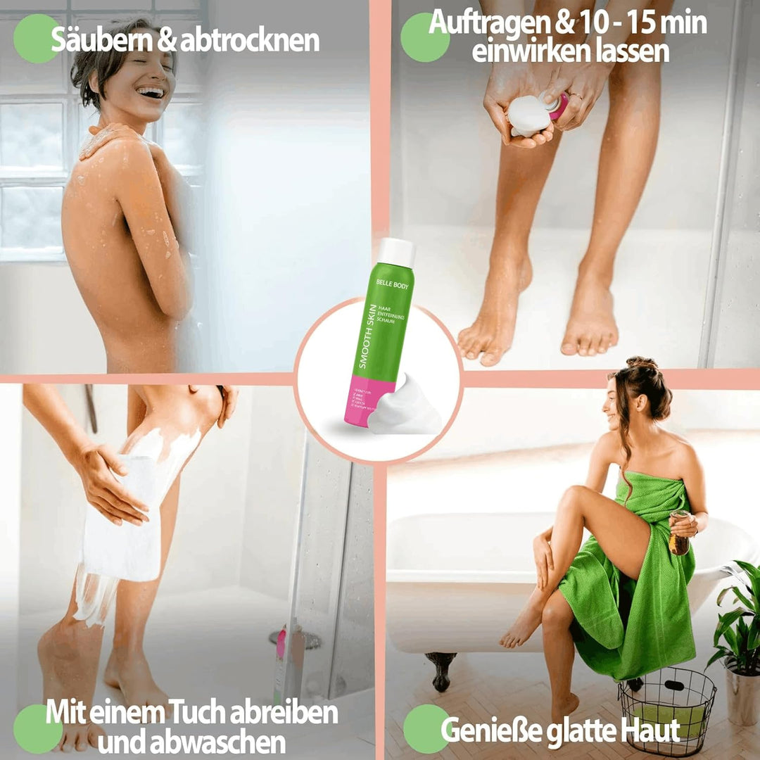 Belle Body Premium Haarentfernungsschaum - Sanft zur Haut am ganzen Körper anwendbar - Nie mehr Rasu