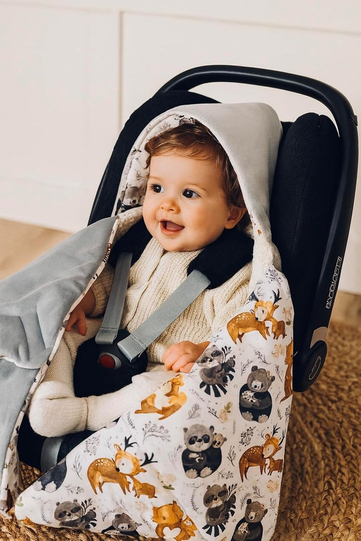 BABEES© Wattierte Velvet Winter Einschlagdecke mit Füllung für Babyschale Autositz, Universal,Baby D