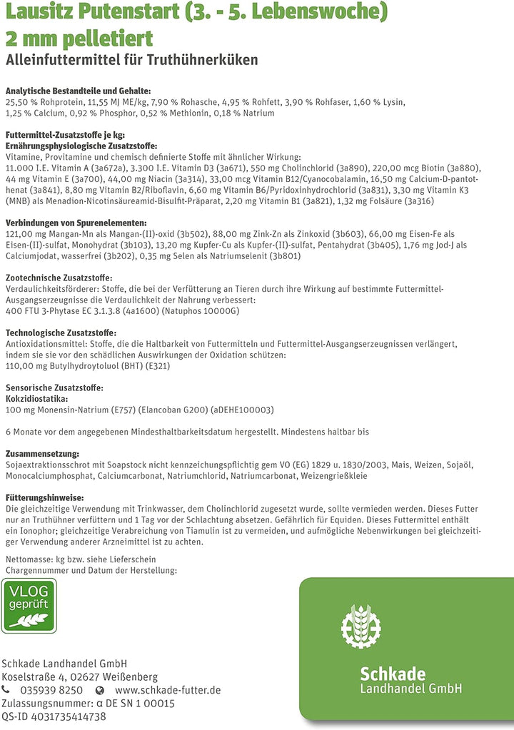 Schkade Landhandel GmbH Putenfutter - Lausitz Putenstart - Alleinfuttermittel für Puten von der 3. b