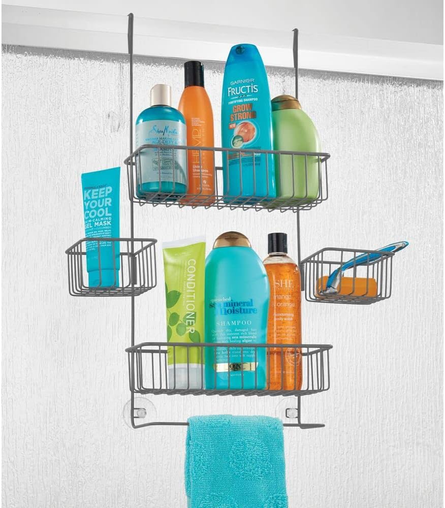 mDesign Duschregal ohne Bohren – Duschablage für Shampoo, Duschgel, Waschlappen etc. – praktische Au