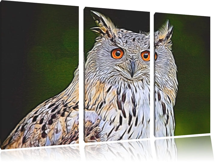 aufmerksame Waldohreule NewArt 3-Teiler Leinwandbild 120x80 Bild auf Leinwand, XXL riesige Bilder fe