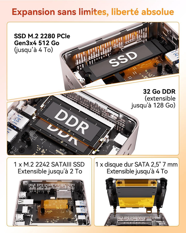 GEEKOM A5 Mini-PC mit AMD Ryzen 7 5825U (8 Kerne/16 Threads, bis zu 4,5 GHz), 32 GB DDR4, 512 GB M.2
