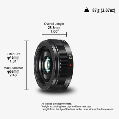 Panasonic H-H020A LUMIX G Festbrennweiten 20mm F1.7 II ASPH. Objektiv (Pancake Objektiv, Filtergröss