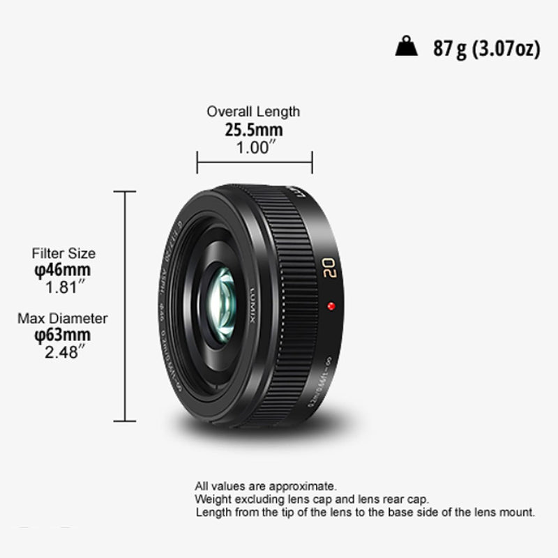 Panasonic H-H020A LUMIX G Festbrennweiten 20mm F1.7 II ASPH. Objektiv (Pancake Objektiv, Filtergröss