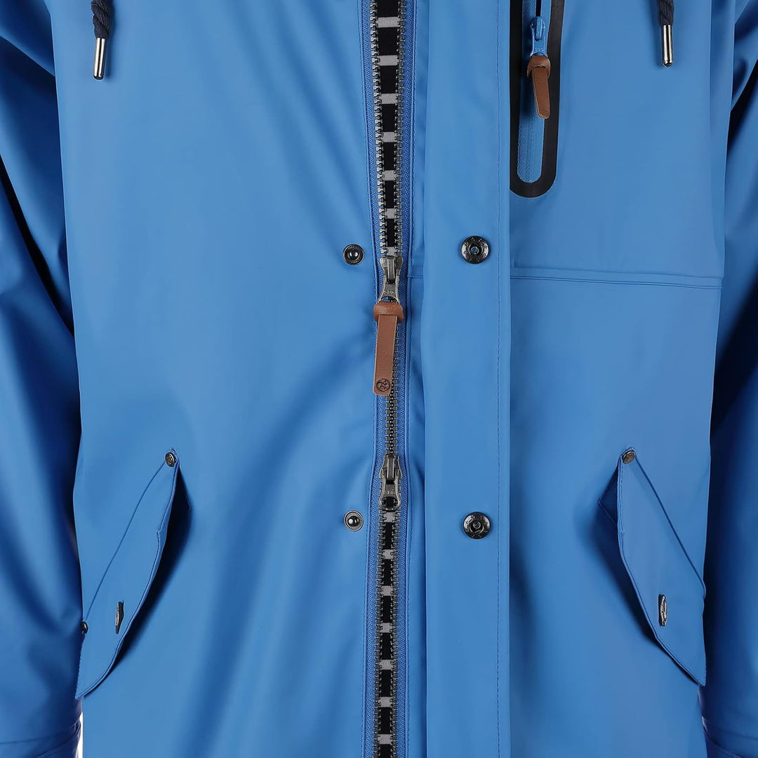 Dry Fashion Herren PU-Parka Lübeck - Regenjacke Herren Wasserdicht Winddicht Reissverschluss Outdoor