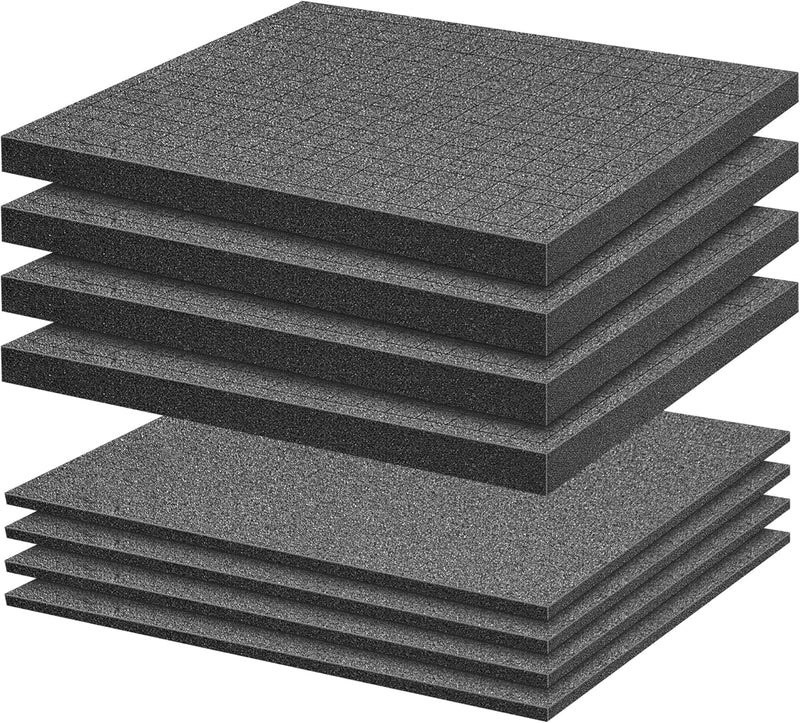 Rasterschaumstoff Würfelschaum -4 Stück 300 x 300 x 2.5 mm/4 Stück 300 x 300 x 10mm- Werkzeugkoffer