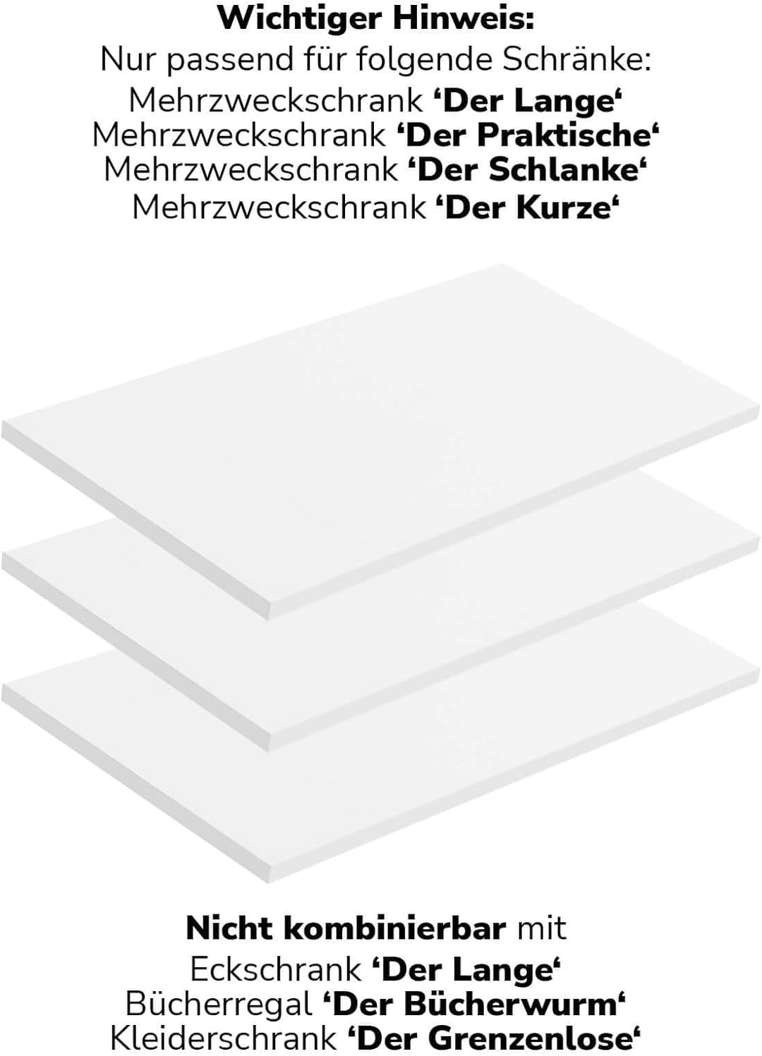 mokebo® Einlegeböden für Schränke aus Holz 'Die Einleger' in weiss, Mehrzweckschrank, Aktenschrank o
