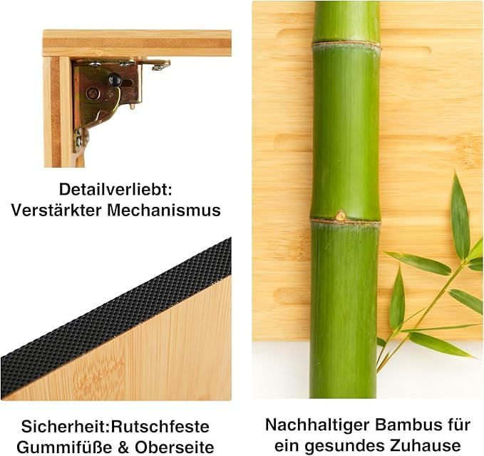 Zedelmaier Klappbarer Toilettenhocker aus Bambus, 21,5cm hoch – Ergonomischer WC-Hocker für 35° Körp