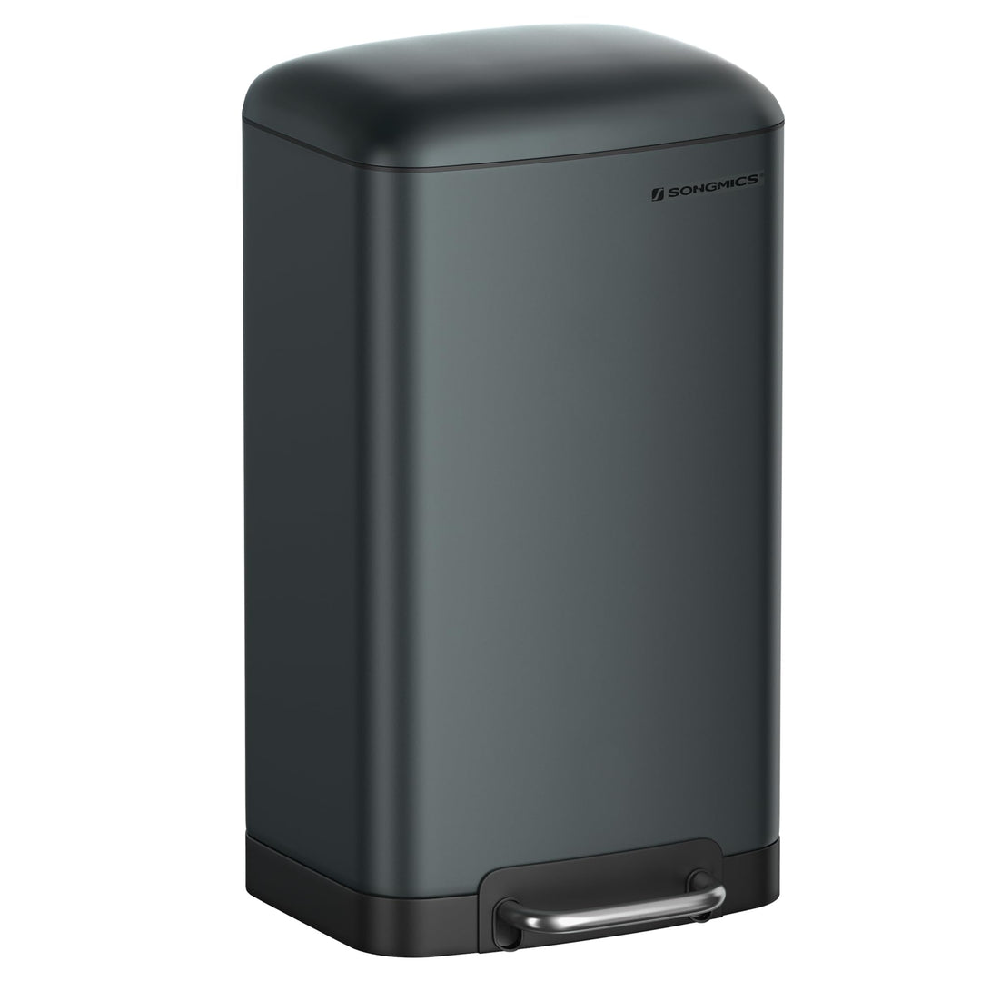 SONGMICS Abfalleimer 30 l, mit Pedal aus Stahl, Inneneimer und Deckel, Griff, weicher Verschluss, lu