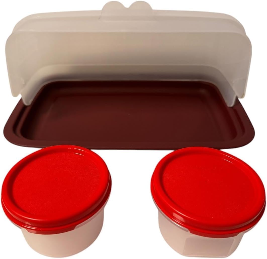 Tupperware Tpperware Smidgets Behälter klein Mini 200ml rot transparent mit Deckel auslaufsicher 200