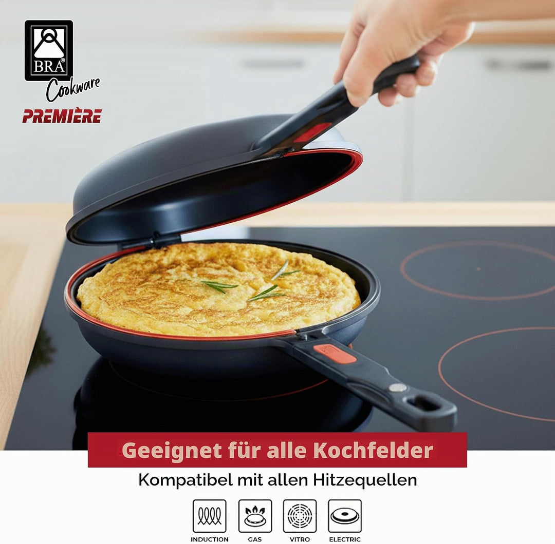 Bra Dupla Premiere Doppel-Pfanne aus Aluminiumguss mit Antihaftbeschichtung, geeignet für alle Herda