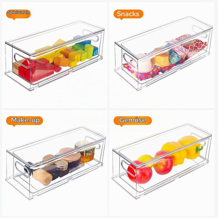 Abiudeng Kühlschrank Organizer Stapelbare mit Ausziehbarer Schublade Transparenter Kühlschrank Schub
