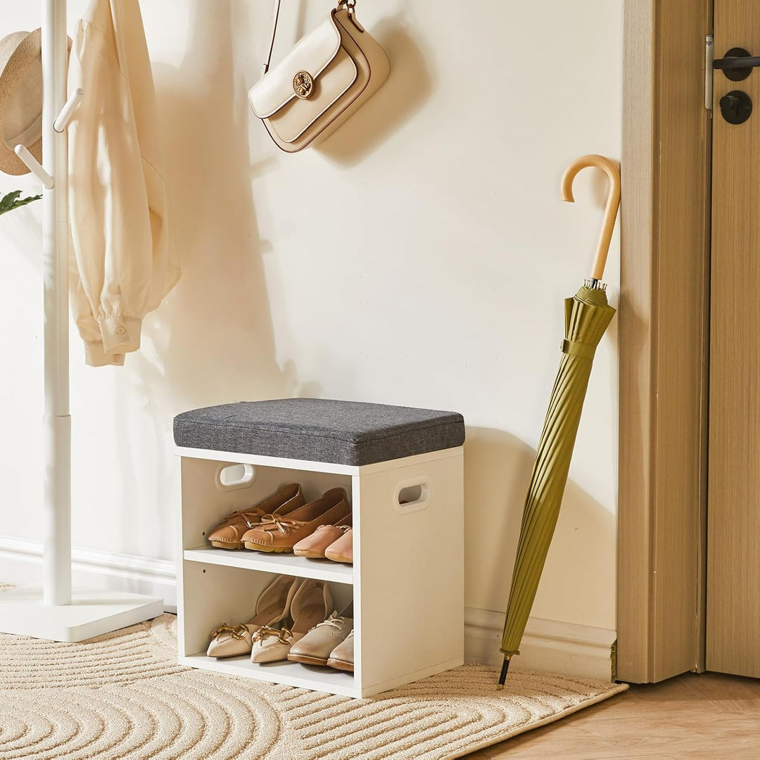 YMYNY Schuh Aufbewahrungsbank mit Sitzkissen, 2-Tier Schuh Rack mit gepolstertem Sitz, justierbarer