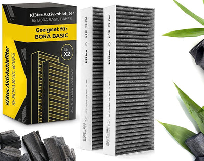 KF3TEC® Aktivkohlefilter-Set (2 Filter) für Bora Basic BAKFS und BIU/BHU/BFIU Dunstabzugshauben / Ma