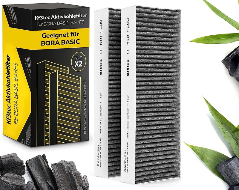 KF3TEC® Aktivkohlefilter-Set (2 Filter) für Bora Basic BAKFS und BIU/BHU/BFIU Dunstabzugshauben / Ma