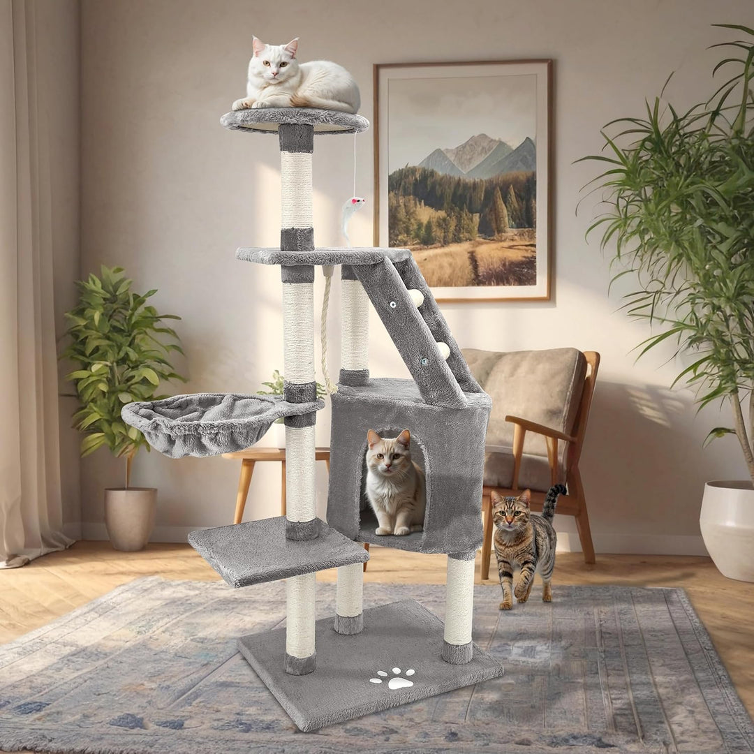 Beltom® KRATZBAUM KATZENKRATZBAUM KLETTERBAUM KATZENBAUM SPIELBAUM Park Spiele H. 120 cm - Grau, Gra