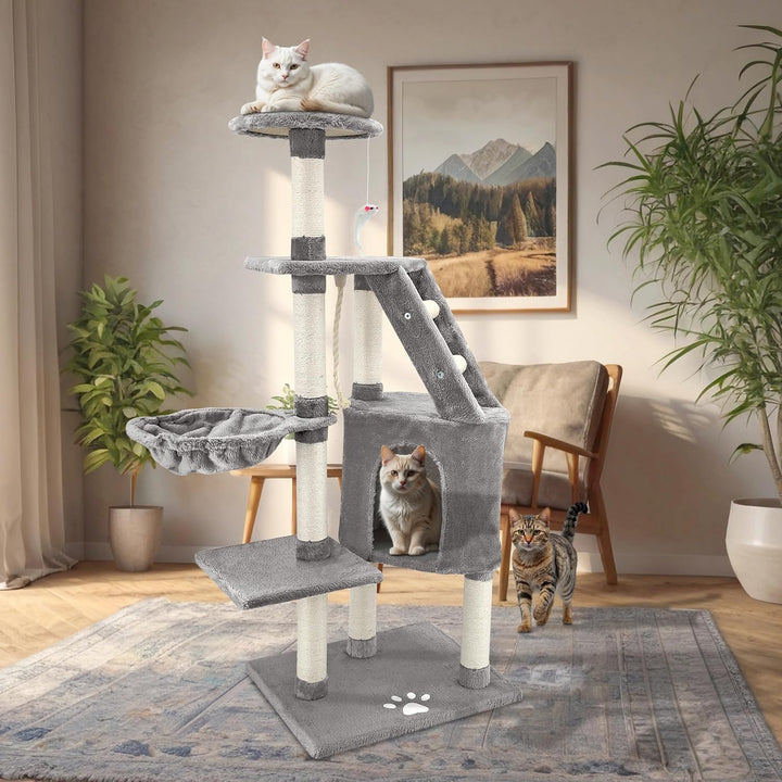 Beltom® KRATZBAUM KATZENKRATZBAUM KLETTERBAUM KATZENBAUM SPIELBAUM Park Spiele H. 120 cm - Grau, Gra