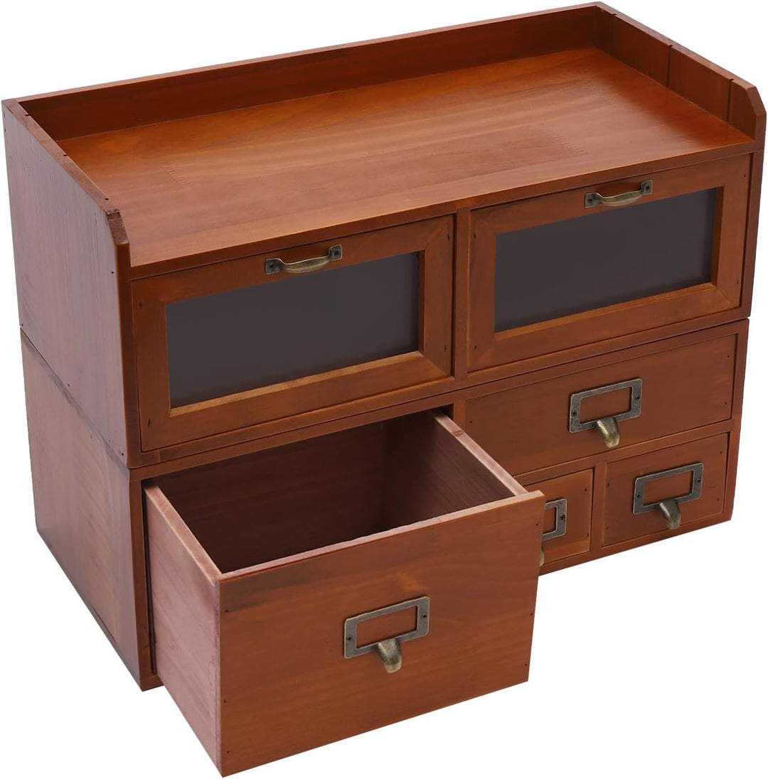 Mini Kommode mit 6 Schubladen, Vintage Schubladenbox Holz Apothekerschrank Organizer Desktop Storage