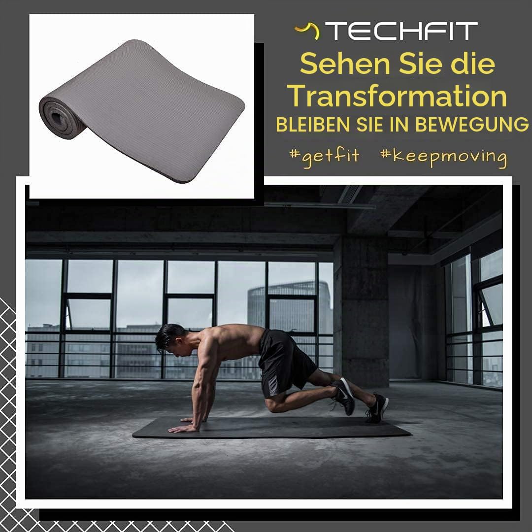 TechFit Yogamatte Rutschfest für das Fitnessstudio zu Hause - Pilates Matte für das Heimtraining, Yo