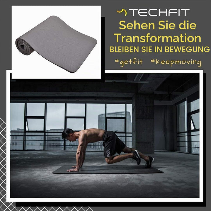 TechFit Yogamatte Rutschfest für das Fitnessstudio zu Hause - Pilates Matte für das Heimtraining, Yo