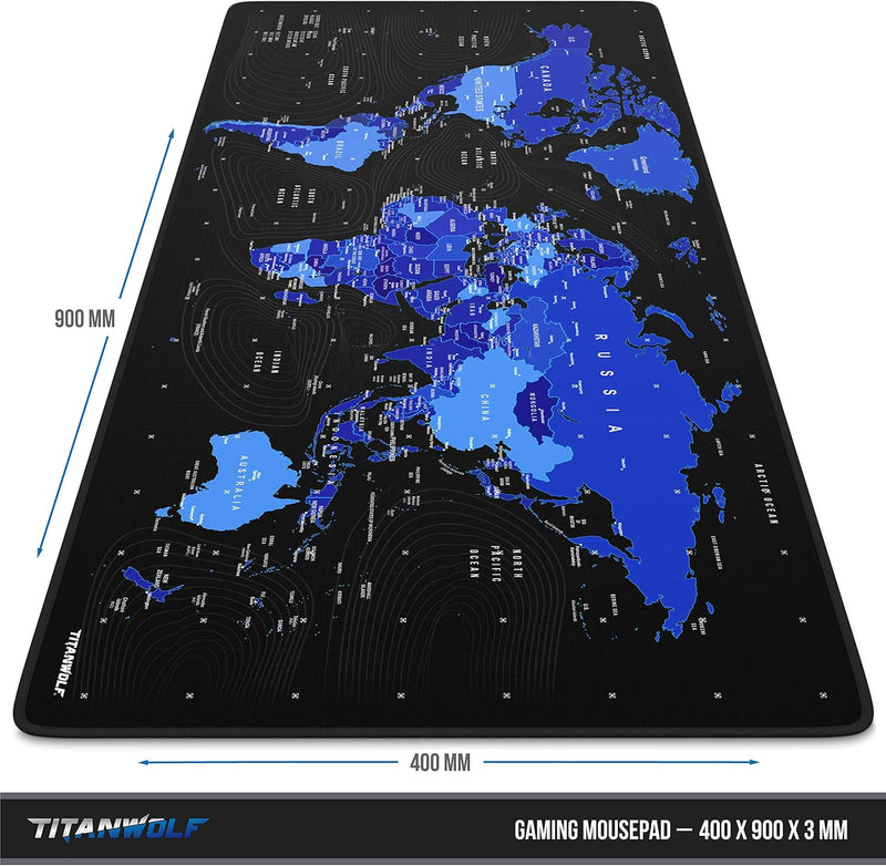 Titanwolf – XXL Gaming Mauspad 900x400 mm - Tischunterlage mousepad gross - Präzision und Geschwindi