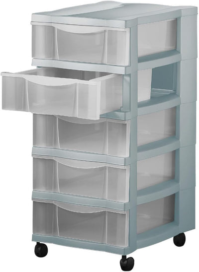 Schubladenschrank mit 5 Schubladen und Rollen Rollwagen Rollcontainer Bürocontainer rollbar Kommode
