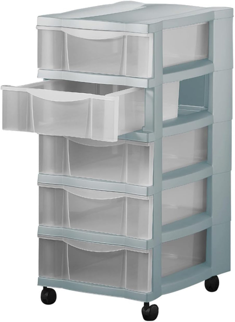 Schubladenschrank mit 5 Schubladen und Rollen Rollwagen Rollcontainer Bürocontainer rollbar Kommode