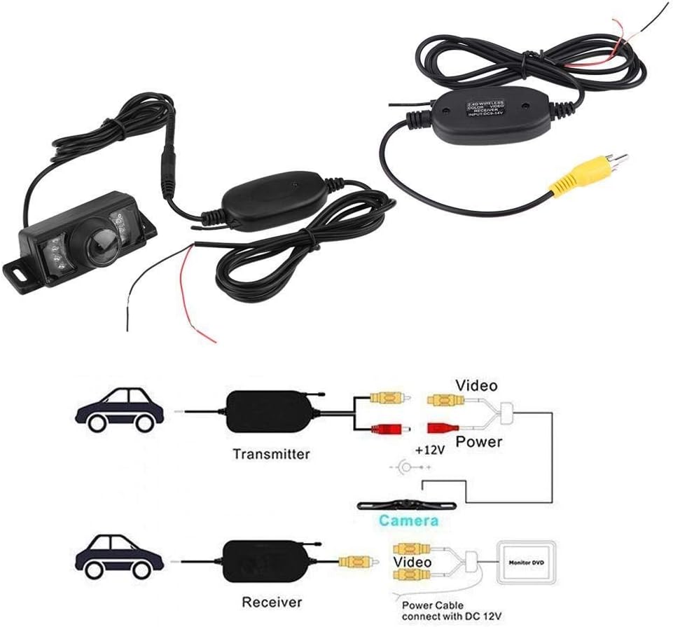 KSTE 7pcs IR Nachtversion Auto-Rückunterstützungskamera + drahtloser RCA-Video-Transmitter & Receive