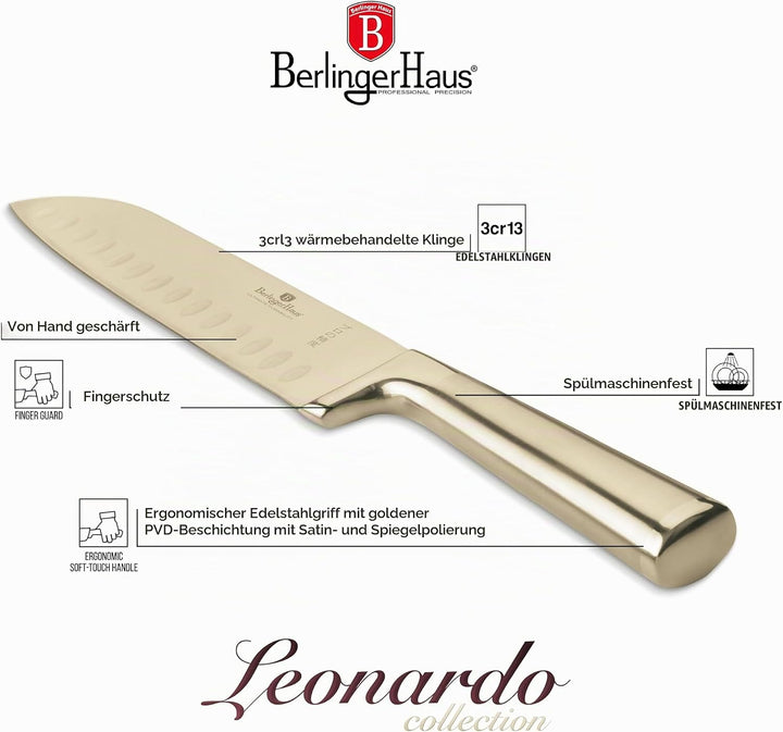 Berlinger Haus Messerset Edelstahl 4 Stück Leonardo Collection | Stilvoll, Hochwertig und Elegant
