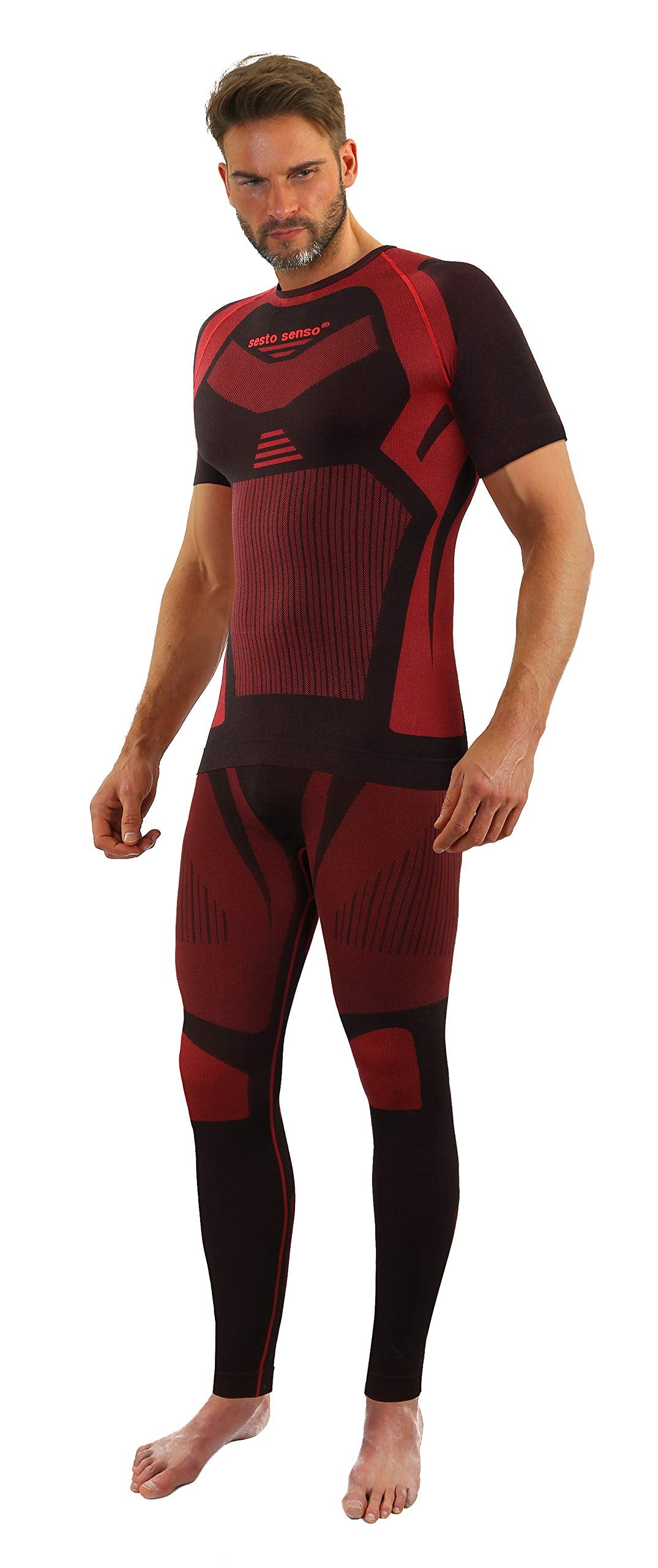 sesto senso Herren Funktionsunterwäsche Set Kurzarmhemd Leggings Schnelltrocknend Skiunterwäsche XL