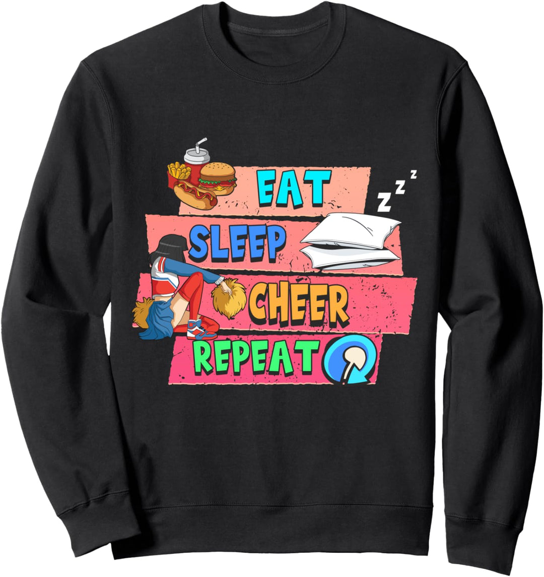 Lustiges Cheerleader-Eat Sleep Cheer Repeat Loves Cheerleader Sweatshirt