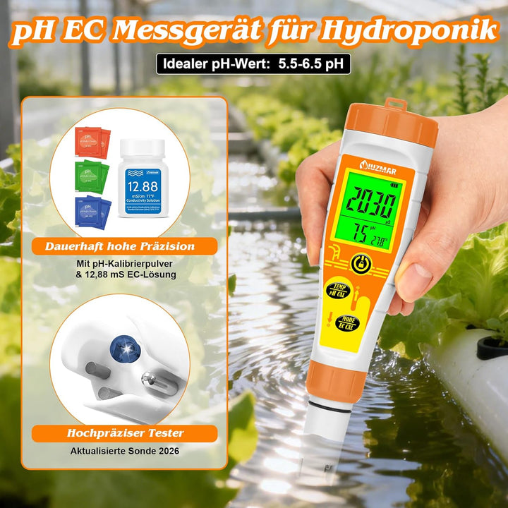 Pool pH Messgerät und Salzgehalt Messgerät für Salzwasserpools, Digitales Poolwassertester mit 12.88