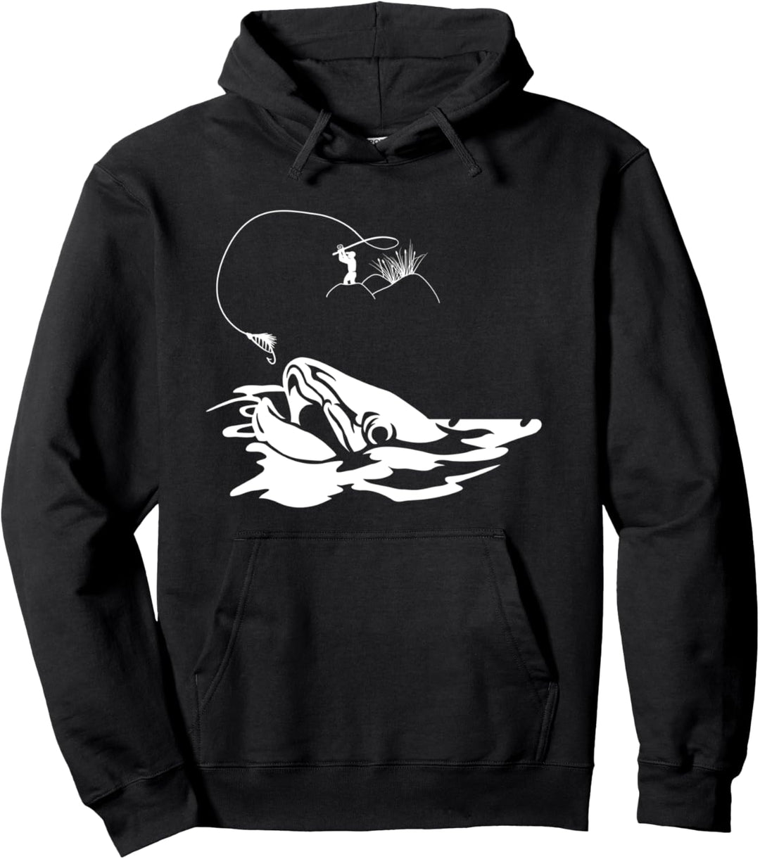 Fliegenfischen mit Angelrute und Fliege | Fliegenfischer Pullover Hoodie