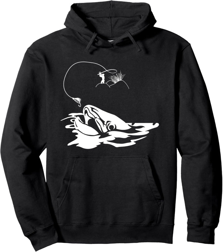 Fliegenfischen mit Angelrute und Fliege | Fliegenfischer Pullover Hoodie