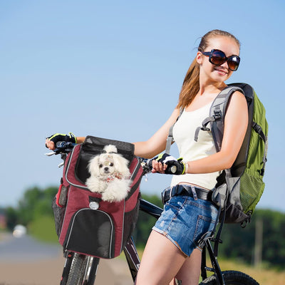 PETCUTE Haustier Fahrradtasche für Hunde Katzen,Faltbarer Hunderucksack mit Seitentaschen,Fahrradkor