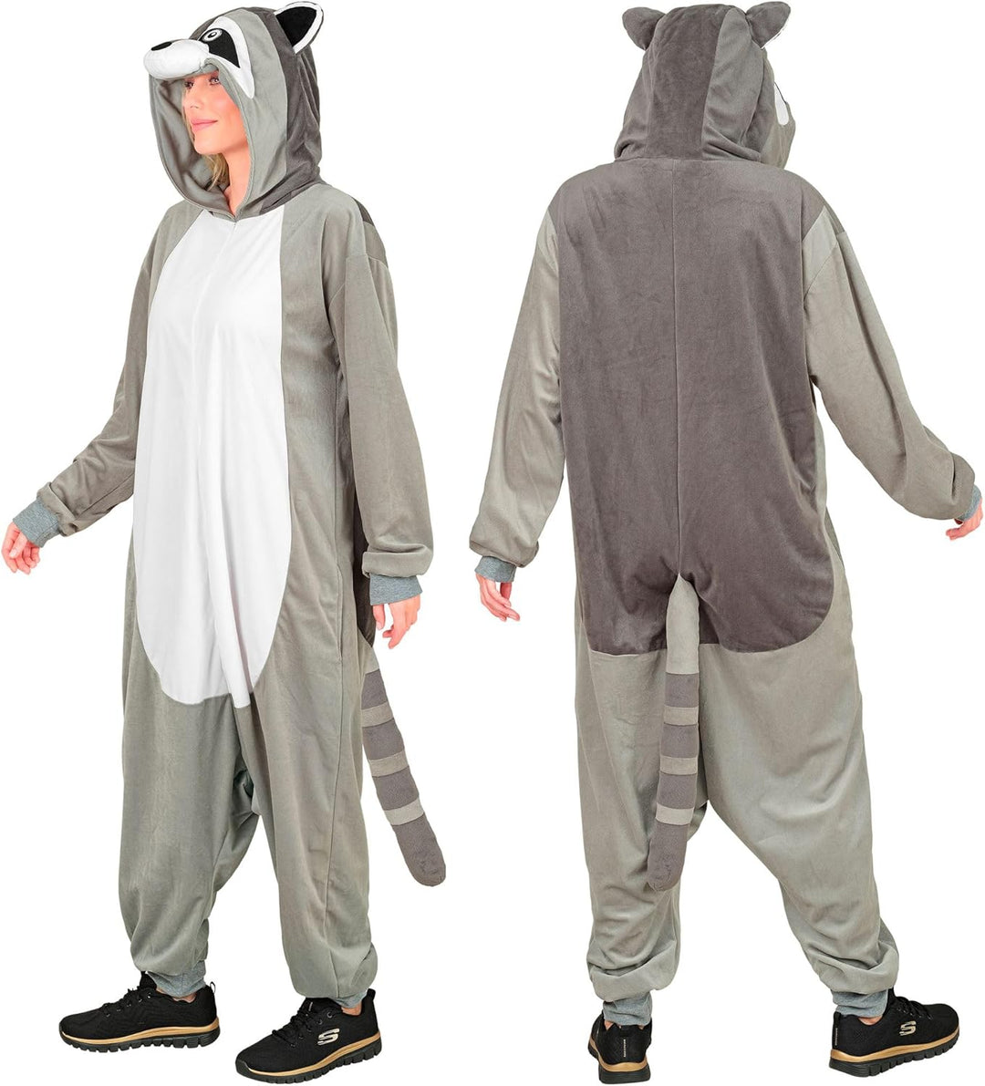 W WIDMANN MILANO Party Fashion - Tier Overall für Erwachsene, weicher Plüsch Jumpsuit mit Kapuze, Ti