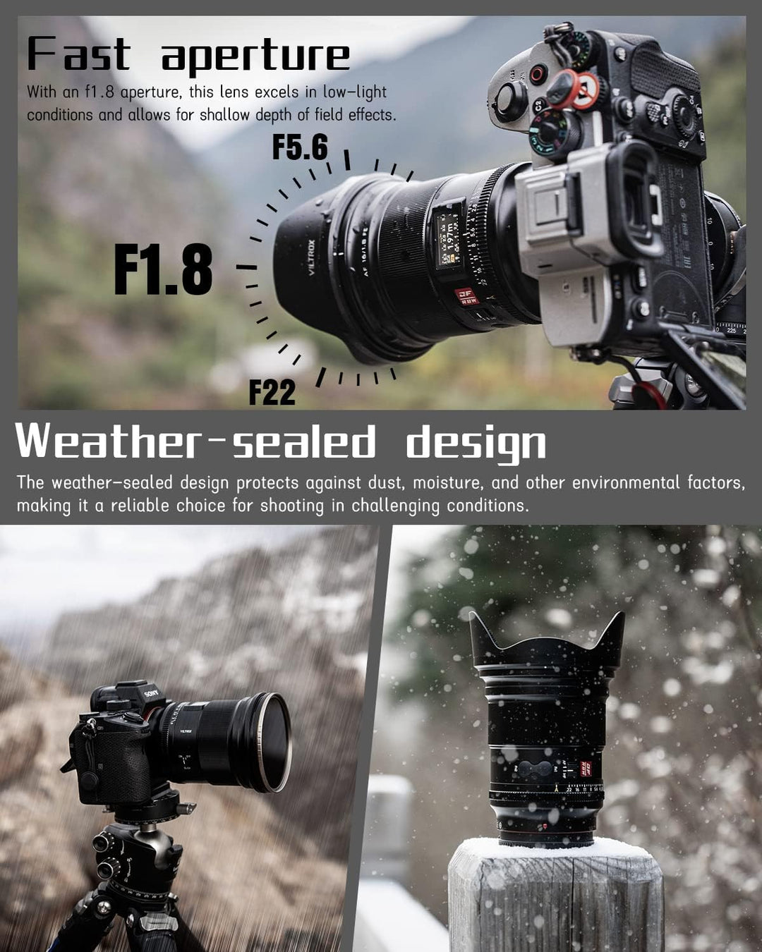 Viltrox AF 16mm F1.8 Vollformat Objektiv für Sony E Mount, Weitwinkel Autofokus Digital DF Kameraobj