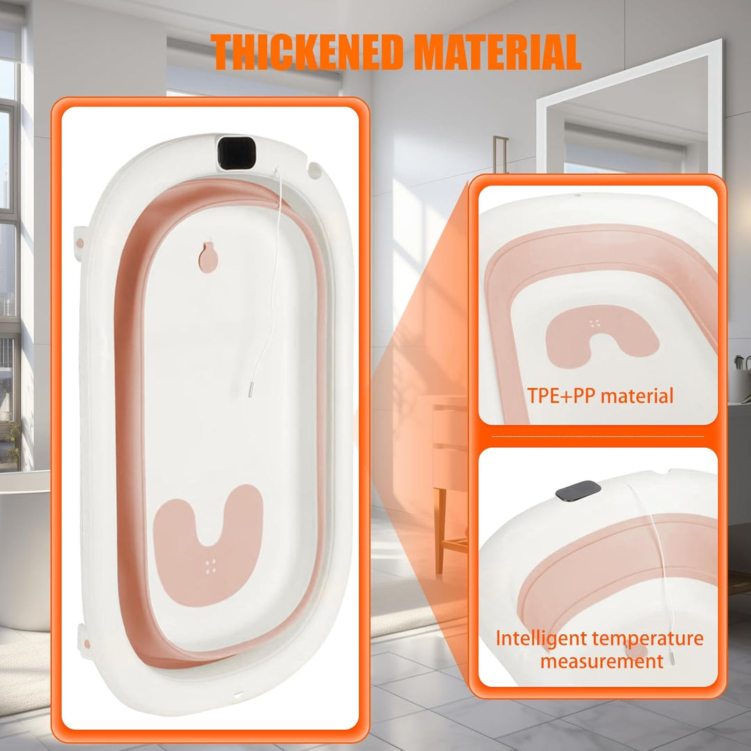 Babybadewanne mit digitalem Temperatursensor, faltbare Babybadewanne, ergonomische Halterung, schnel