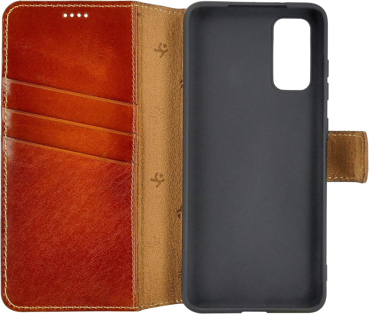 Suncase Book-Style Hülle kompatibel mit Samsung Galaxy S20 Leder Tasche (Slim-Fit) Lederhülle Handyt