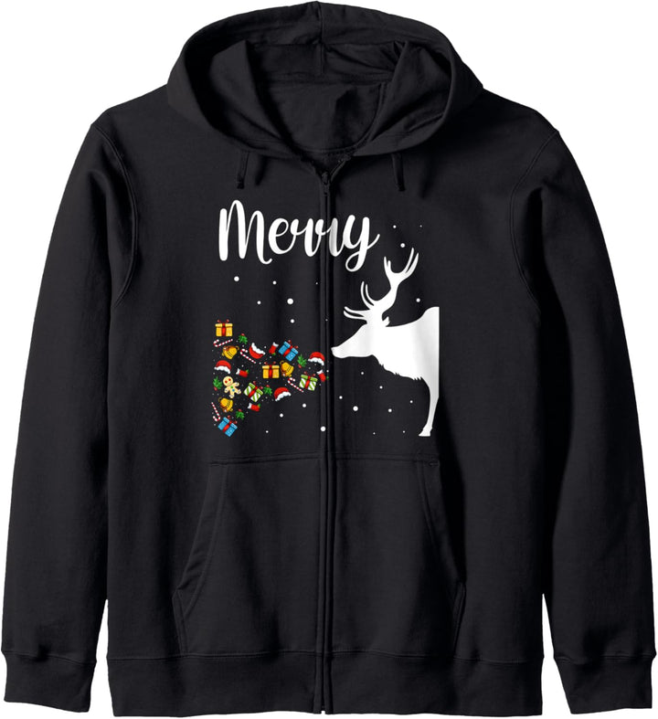 Weihnachten Rentier Elch Hirsche Partnerlook Paar Pärchen Kapuzenjacke