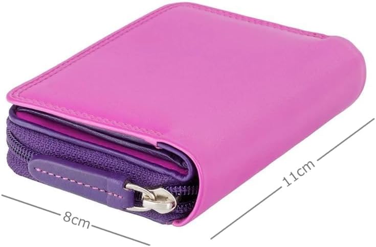 VISCONTI 100% Leder Damen Geldbeutel mit RFID Schutz Mini Damen Geldbörse Portemonee Bifold Mehrfarb