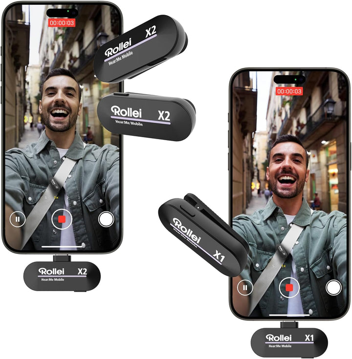Rollei Hear:Me Mobile X2 Lavalier Mikrofon Kabellos, Ansteckmikrofon USB C für iPhone 15/16/Andriod