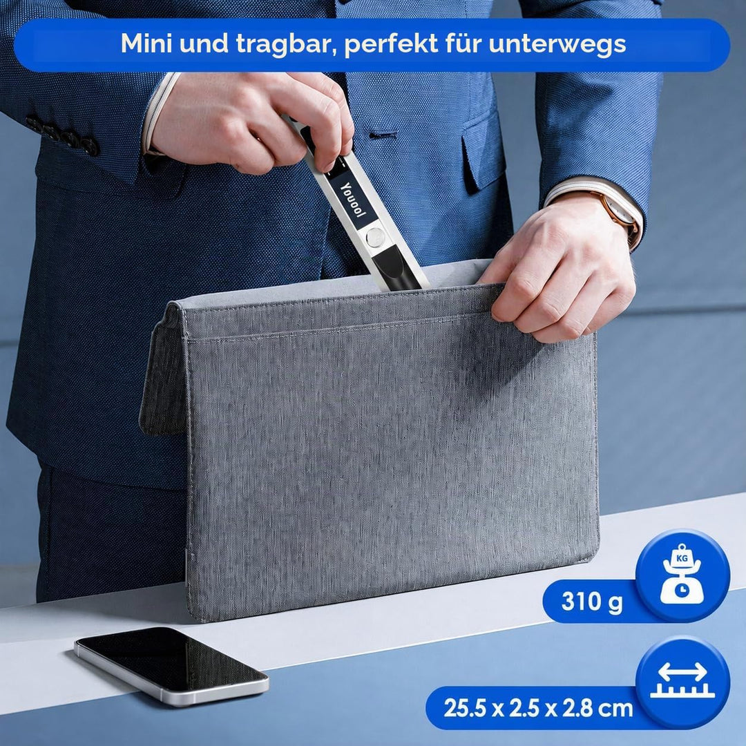 Handscanner Dokumentenscanner, A4 900 DPI Hohe Auflösung Farbfoto Portable Scanner, JPG/PDF Format U