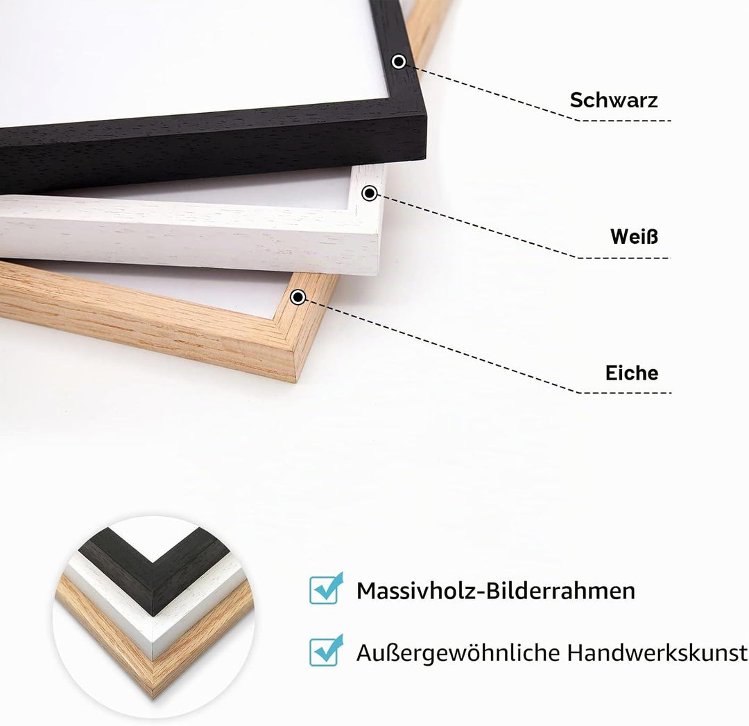YEEPHAN 12x12 quadratischer Bilderrahmen aus Eichenholz mit Plastic glass front,30x30cm Fotorahmen f