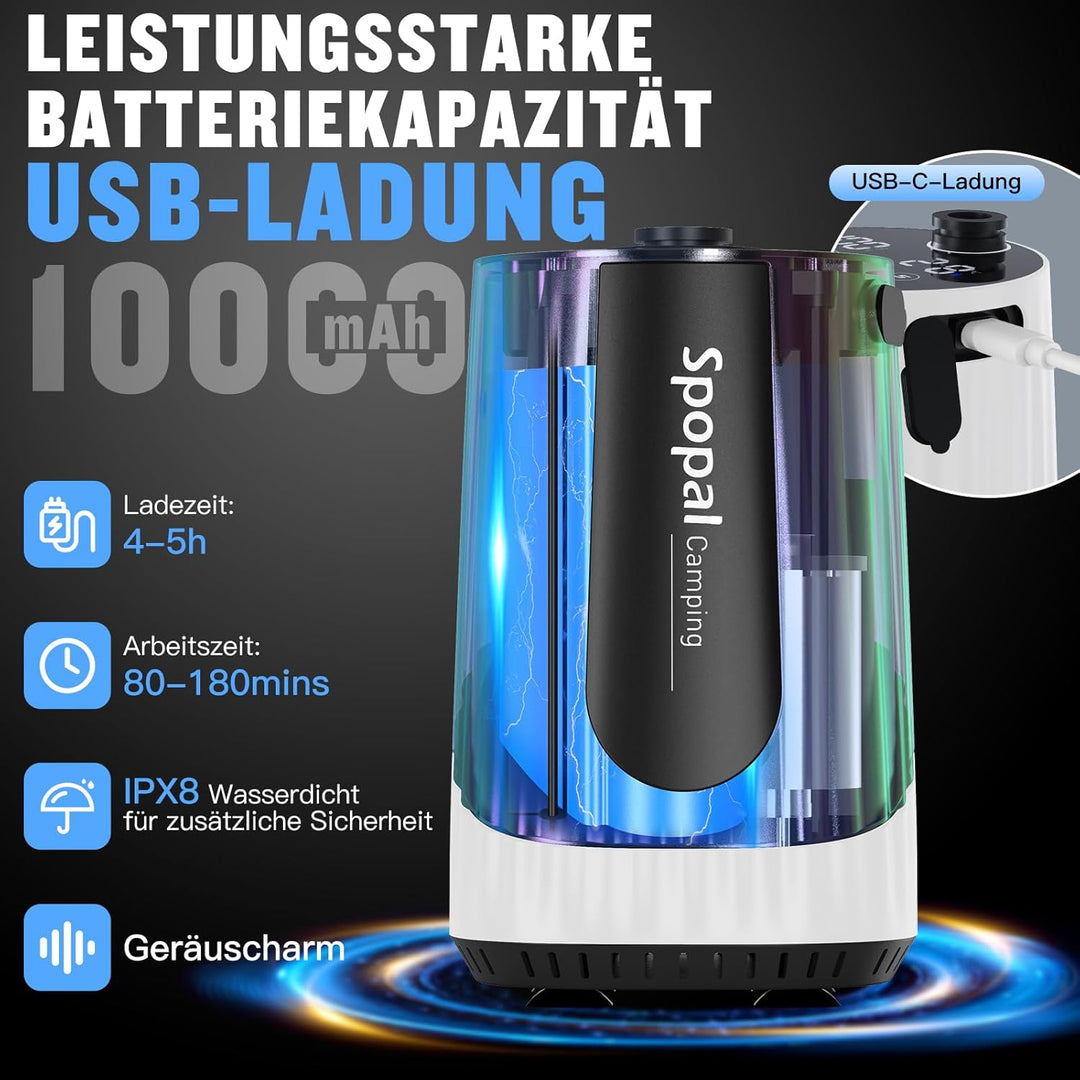 Spopal Campingdusche, [Aktualisierte Version - 10000mAh] Mobile Dusche mit Pumpe,Campingdusche Tragb