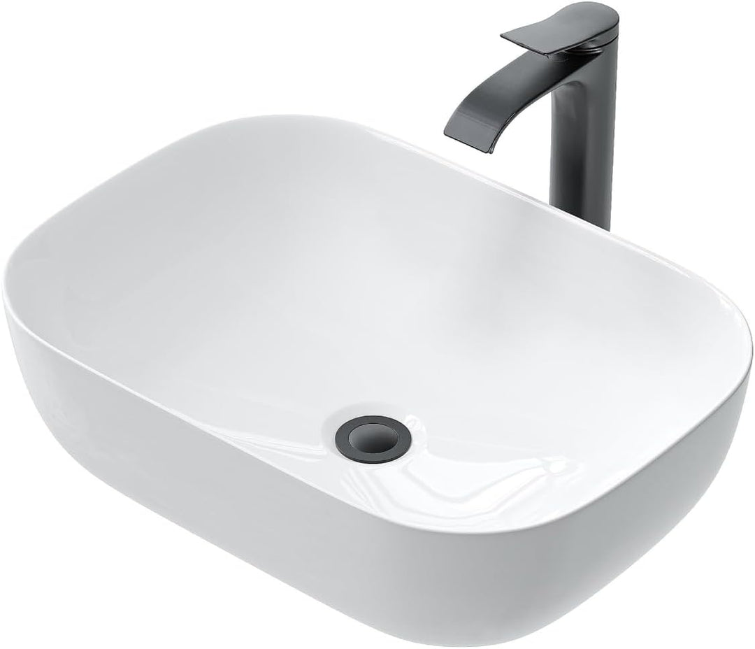 Waschbecken Oval Aufsatzwaschbecken ohne Hahnloch und Überlauf, Handwaschbecken für Badezimmer und G